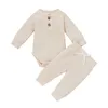 Clothing Sets Baby Boy Solid Clothes Long Sleeve Bodysuit Romper Pants Trousers 0-24M Born Toddler Spring Fall Casual Cotton OutfitsClothing