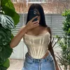 Colysmo Mesh Crop Top Dames Zomer S Sexy Party Club Kleding Uit Schouder Corset Effen Kleur Casual Streetwear Tube 220318