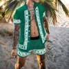 Zestawy hawajskie drukowanie dwóch kombinezonów Summer Short Sleeve Button Shirt Beach Shorts Streetwear Casual Men S 2 -Piece Set Cardigan 220621