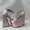 2022 nuevas mujeres Rhinestone Stiletto 14,5 cm sandalias de verano tela de satén de seda moda puntiaguda negro rojo rosa vestido fiesta boda plataforma de moda zapato de mujer