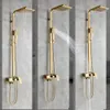 Robinet de douche de salle de bain doré ensemble Gold 8 "Précipitant Boucheur de douche Mur de grue monté avec douche à main