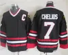 Retro Chris Chelios #7 Jerseys de hóquei vintage 1992 Mens vermelho preto #24 camisas costuradas clássicas 75th c patch