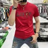 T-shirt à manches courtes pour hommes Slim Casual Print Hot Diamond 2022 Summer New Fashion Brand Male Tees Haute Qualité Homme Top Vêtements Puls Taille M-7XL