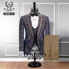 Mannen passen bij bruidegom bruiloft Tuxedo -stijl blazer patroon jasje pant pant 3 delige slanke fit zwart goud wit royBlue Custom 220504