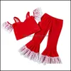 Clothing Sets Baby Kids Baby Maternity Girls Christmas Outfits Children Tops Lace Flared 2 Dhhwf