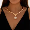 Élégant Simple Waterwave perle pour les femmes charmant grand métal géométrique déclaration collier collier bijoux accessoires 220727