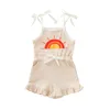 Ropa de diseñador para niñas Summer Rainbow Lace-up Tirantes Monos Onesies Casual Boutique Rompers Tank Top Shorts Sisters Wear B8100