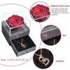 Moederdag natuurlijke eeuwige rozenjuwelenbox /w 100 talen liefde ketting bewaard gebleven bloemen voorstel ringkas geschenken voor haar 220505