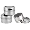 GOUGU Magnetic Spice Jar With Stickers Stainless Steel Spice Tins Pepper Seasoning Sprays Tools 220801