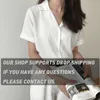 Yaz Bluz Gömlek Kadınlar Moda Kısa Kollu V Boyun Boyun Ofis Lady Beyaz Gömlek Üstleri Japonya Kore Stili #35 220727