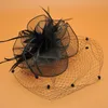 Bridal Veils New Design White Black Red Ivory Birdcage Net Wedding Fascinator Face Feather Flower with Hairpins