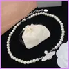 2023 Women Pearl Necklace Fashion with Diamonds Pendant Halsband Designer smycken Womens Star for Party