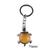 Keychains Crystal Keyrings Opal Stone Tortoise Pendant Trendy Keyring Keychain for Car Purse Bag Buckle Key Holder Chains