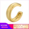 Clip-on Vite posteriore ZHUKOU 2022 Polsini dell'orecchio di colore oro/argento per le donne Ottone a forma di C Clip spesse Bohemian Nessun piccolo orecchino trafitto VE339