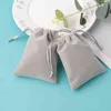 100 Personalized Drawstring Velvet Bag Grey Jewelry Packaging Chic Small Wedding Party Pouch Christmas Birthday Gift Bags226L