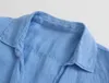 Kvinnors blusar skjortor Zach Aiisa Summer Women's Clothing Temperament Enkelt och mångsidigt lapel Långärmad linne Kort skjorta Topwom