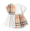 0-24 maanden zomer babymeisjes jurk rompers katoenen baby plaid jumpsuits peuter korte mouw jurken kinderen onesies pasgeboren romper