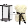 Fleurs Séchées Parfums Maison Décor Jardin 25Cm Ours En Peluche Fleur Rose Artificielle Envoyer Petite Amie Boîte D'anniversaire Saint Valentin Cadeau Christm