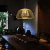 Kolye lambalar El Örme Bambu Işıkları Ev Dekor Mutfak Adası Yatak Odası Oturma Odası Dekorasyon Aydınlatma Armatürü