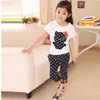 Flickor Summer Casual Clothes Set Children Short Sleeve Cartoon T Shirt Pants Sport Suits Girl Clothing Set For Kids 220507