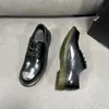 2022 Spring Black Casual Shoes Loafers äkta läder Goodyear Round Toe Party Dress Shoe Metal Fashion Men Raf