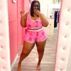 Plus Size XL-5XL Tracksuits For Women Summer Sexy Sleeveless Crop Tank Top And Shorts Yoga Outfits 2 Piece Set Sportwear