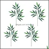 50 шт. Искусственные бамбуковые фальшивые растения зелени листья для дома EL Office Dreains Drop Доставка 2021 Декоративные Цветы деко расходные материалы Gard
