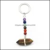 An￩is -chave 7 Chakra BEADS CHARMS NATURANTE PILARE CHAVERAￇￃO DE CAￇA DE MODAￇￃO DE CURADA REIKI BOHO JOENS CARRO KE CARSHOP2006 DHS9M