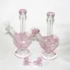 9 pulgadas de vidrio rosa Bong en forma de corazón tazón de vidrio Hookah Shisha Beaker Dab Rig Fumar Pipa de agua Filtro Bubbler