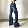 Jeans denim a vita bassa donna Vintage pantaloni dritti chic carini gamba larga jwans donna streetwear harajuku grunge vestiti pantaloni T220728