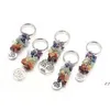 Natural Crystal Keychain Pendant Broken Gems Tassel party favor Keychain Luggage Decoration Key Chain Birthday Gift Keyring sxa26