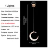 Modern moon design stair chandelier lamp long rose gold acrylic lobby hanging lamp led living room home decor light fixture