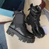 2022 Martin boots new black stitching thick bottom British style belt buckle thick heel ankle boots