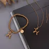 Charm Bracelets Cute Balloon Air Dog Stretch Bracelet Fairy Style Clavicle Chain Pendant Titanium Steel Jewelry Girl Cartoon SetCharm Inte22