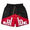 Modemärkesdesigner shorts amerikansk rhude sommarhöggata bokstavstryck dragstring hip hop leisure strand 5-punkts shorts trendiga män 001