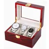 Watch Boxes & Cases 3 Slots Luxury Fashion Men Home Dark Red Color Wooden Box Top Quality Storage For Watches 200803-24 Deli22