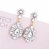 Dangle & Chandelier Elegant Clear Color Big Flower Drop Earring Gold Crystal Piercing Women Wedding JewelryDangle