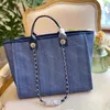 Designer tassen Deauville denim tassen ketting tote sandbeach wol vilt canvas boodschappentas lederen ketens handtas merk bakken 35 cm