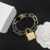 Collar de cadena de bloqueo de lujo con letras, eslabones de Metal, pulsera, cerraduras entrelazadas, collares, conjuntos de joyería para mujer con caja de regalo 3865495