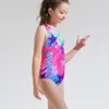 BaNFeI Professional Swimsuit Girls Quick Dry Swimming Train Thong Swimwear for Kids Children Print Plus Size Teens 220315