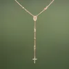 Pendant Necklaces Simple Trendy Imitation Pearl Gourd Shaped Cross Crystal Necklace Sweater Chain For Women Fashion Jewelry AccessoriesPenda