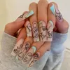 Fałszywe paznokcie 24 sztuk Biała Gwiazda Leopard Ballerina Noszona Sztuczna trumna Fałszywa Full Cover Press Nail Tips Manicure Narzędzie