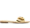 Dam Designer tofflor flats Baguette Wide Band Slides GOLD NAPPA LEATHERS SLIDE metalliskt läder promenadskor beach slide shoe slip-on 35-42