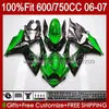 OEM Nadwozie do Suzuki GSXR 750CC 600CC 750 600 CC 06-07 Body 130NO.77 GSXR600 GSXR750 K6 GSX-R750 06 07 GSXR-750 GSXR-600 2006 2007 Wtrysk Mold Garning Green Flames Blk