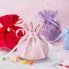 12*9 cm Multifunctionele Sieraden Gift Bag Koord Zoete Snoep Pouch Fluwelen Trekkoord Tassen Baby Shower Accessoires Trouwbedankjes CCA13228