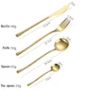 Столовые наборы Terprun Cutlery Set Mundwarer Matte Gold из нержавеющей стали Forks Spoons Titanium Plating Western Styleflatware