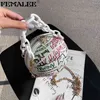 Persönlichkeit Weibliche Graffiti Basketball Tasche Neue Ball Tote Für Jugendliche Frauen Schulter Geldbörsen Umhängetasche Acryl Kette Handtaschen