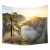 Vägg hängande art deco sunrise beach wave tapestry vardagsrum sovrum hem dekor bakgrund dekorativ vägg tapestry j220804