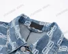 xinxinbuy ontwerpers jassen mannen vrouwen dubbele letter jacquard paris denim revers nek zwart blauw s-xl