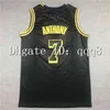 NC01 Los Angeles Basketball Jersey James 6 Lebron Russell 0 Westbrook Carmelo 7 Anthony Jersey Dikembe 55 Mutombo Violet Jaune Blanc Noir Taille